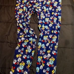 LuLaRoe TC2 blue leggings with floral design